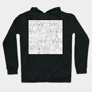 Non Colored Spring Pattern with Floral Motifs Hoodie